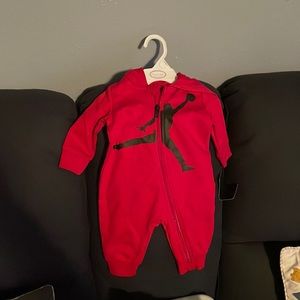 0-3 months unisex Red Hoodie Onesie